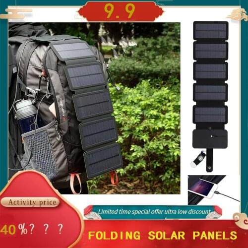 10W Sun Power Folding Solar Cells Charger Portable USB Output Devices Outdoor Adventure Portable Solar Panels for Phone Charging