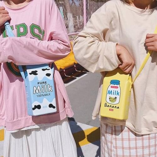 Drink Box Bag Women Shoulder Bags Lovely Milk Cartoon Printing Crossbody Bag Lady Designer Small Coin Phone Purses Female