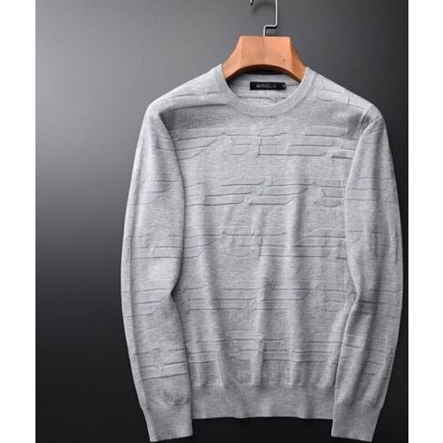 Grey Sweater Men Spring And Autumn New Thin Soft Round Collar Mens Sweaters Plus Size 4xl Youth Jacquard Slim Sweater Man