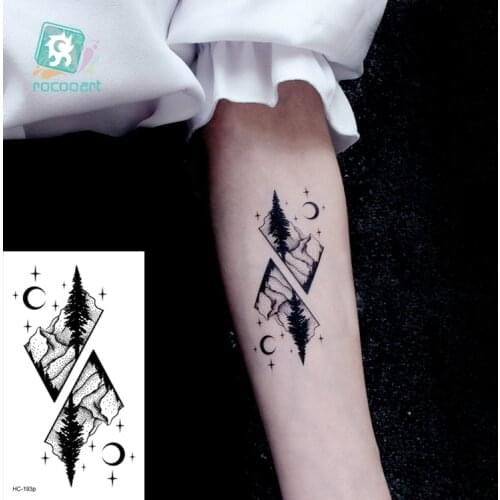 Waterproof Temporary Tattoo Stickers Moon Hill forest star Fake Tatto Flash Tatoo Tatouage Body Art Hand Foot for Girl Women Men