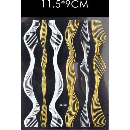 Nail wave sticker strap 3D gold metal sticker nail applique DIY stereo stickers 1 Sheet Ultrathin 3D Nail Sticker Transfer Decal