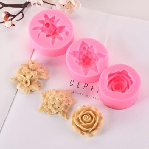1pcs SIlicone Baking Tool Moulds Pink Handmade Soap Mold Multi Purpose DIY Cake Mold Flower Shape Reusable Kitchen Supplies