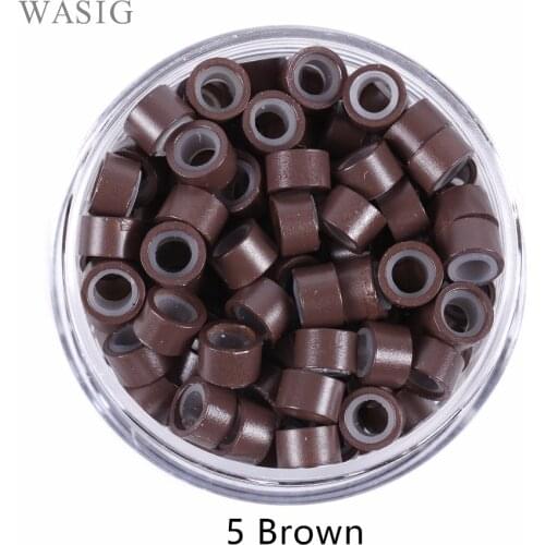 1000 Pcs/Pack 5.0 Silicon Lined Micro Links Rings Beads Hair Feather Extensions 5# Brown . 9 Colors Optional