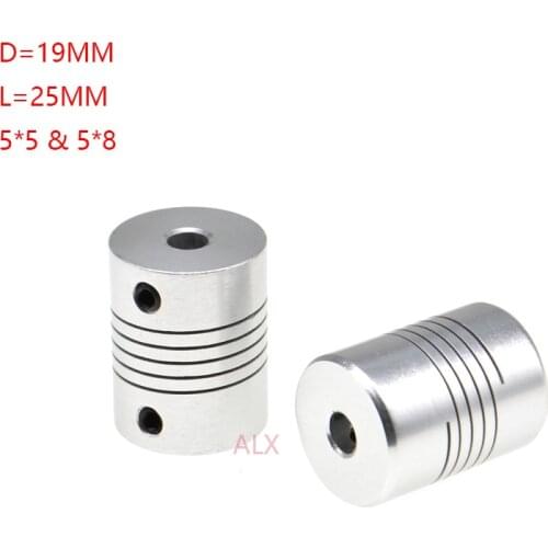 2PCS D19L25 5*5MM 5*8mm CNC stepper Motor Jaw Shaft Coupler Flexible Winding Shaft Coupling Encoders OD19x25mm 5x5 5x8