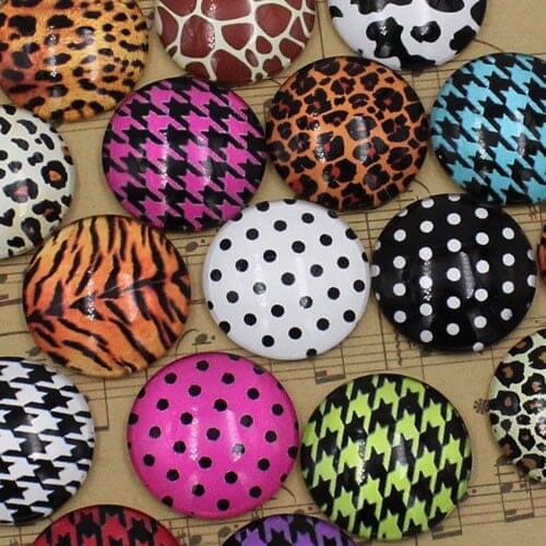20mm Mixed Style Leopard Print Round Glass Cabochon Dome Jewelry Finding Cameo Pendant Settings 20pcs/lot (K02859)
