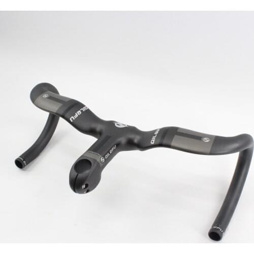 2018 Newest gray QILEFU Road bike matt UD T800 full carbon fibre bicycle handlebar and stem integratived lightest part Free ship