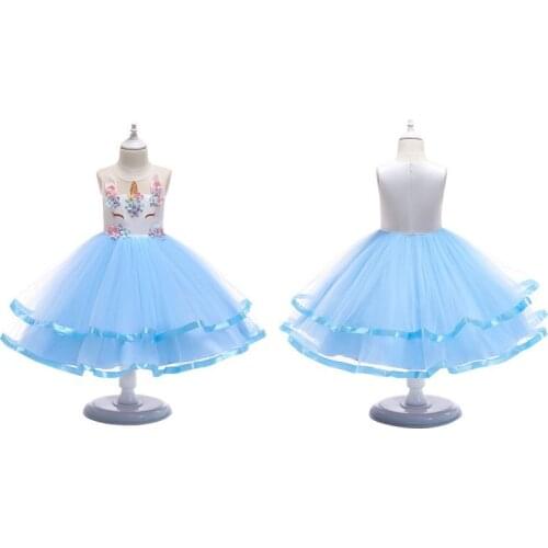 2019 Summer Kids Formal Evening Wedding GownTutu Princess Knee-Lenght Dress Sleeveless Polyester Holiday Birthday Gift Dress