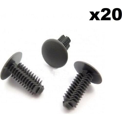 20x Plastic Fir Tree Trim Clips- 8mm Hole, 18mm Head, Dark Grey- Perfect for FORVW