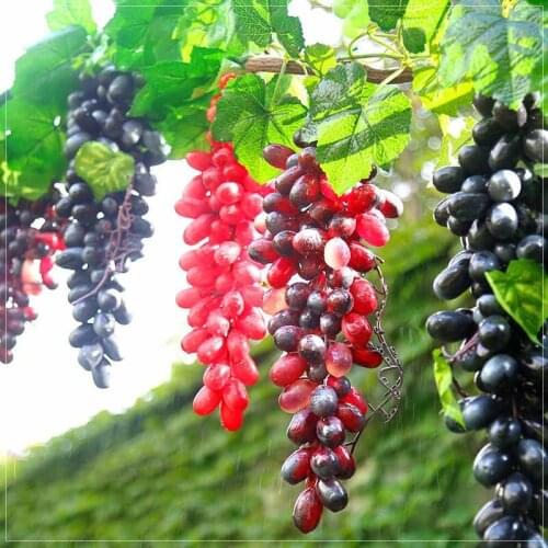 22/36/85 Heads Black Red Green Purple Hanging Artificial Grapes Photography Props Decoration Fake Fruits Home Garden Party Decor