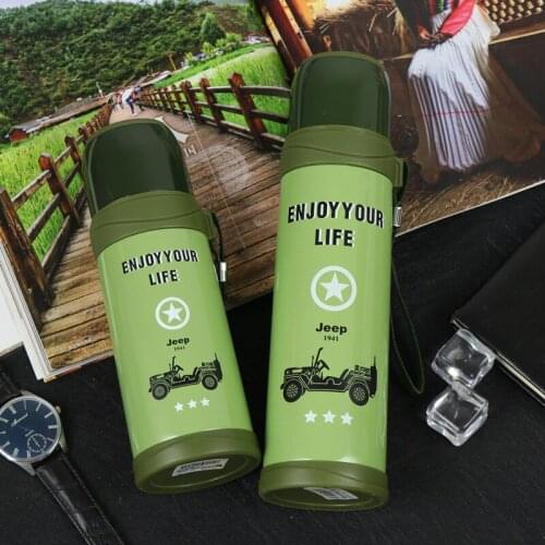 350/500ML stainless steel vacuum bullet water cup camouflage steel army green mug portable outdoor sports bottle