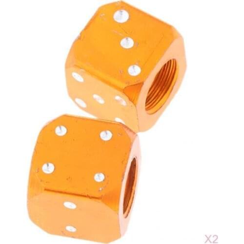 4 X Dice Car Tire/Wheel Valve Stem Caps Air Valve Dust Cap Bike Orange