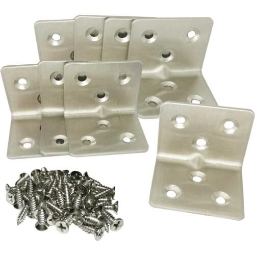8pcs Stainless Steel Shelf Support Corner Brace Angle Bracket Angle Code Right Angle 6 hole, 38mm x30mm x1.3mm(thick)