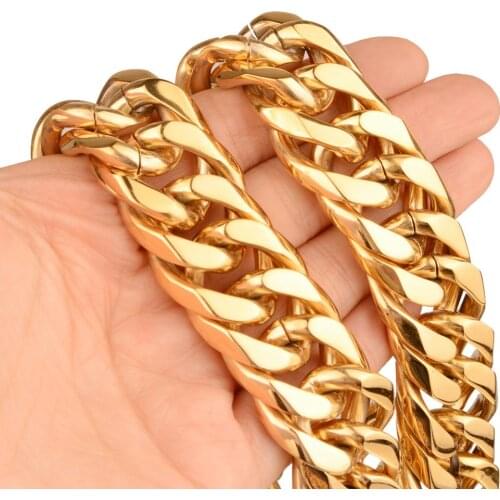 9/11/13/16/19/21MM Hip Hop Heavy Men/Women Stainless Steel Curb Cuban Link Chain Necklace 7"-40"