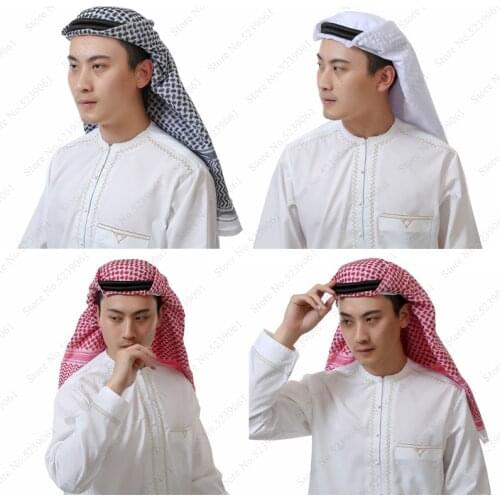 Arab Muslim for Men Abaya Arabic Head Scarf Prayer Hats Islamic Clothing Turban Dubai Hijabs 135*135cm Man Kaftan Caps Headpiece
