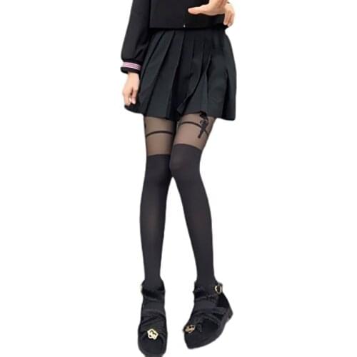 Black Summer Women High Sotckings Gothic Lolita Pantynose Overknee Socks Gun Dark JK Accessories Lolis Girls Kawaii Cosplay