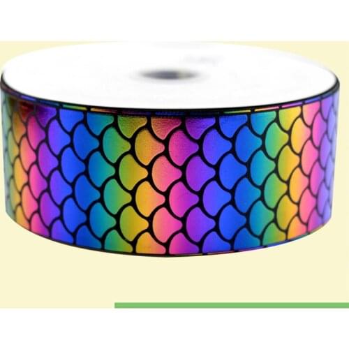 3" inch 75 mm 7.5cm black based colorful based foil laser scales free shipping printed grosgrain ribbons for gift decoration