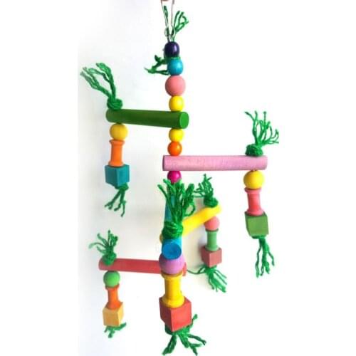 Bird Parrot Game Wooden Frame Climbing Hanging Ladder Swing Pet Grinding Perch