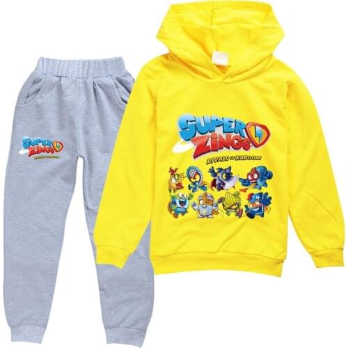 10 Color Thin Tops+Gray Pants Game Super Zings Boys Girls Hoodies Kids Baby Clothes Children SuperZings Sweatshirts Trousers Set
