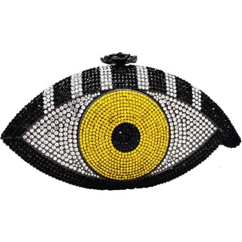 Devil eye Designer Crystal Evening Bags Party Handbags Wedding Brade Purse Ladies Clutch Bags SC023