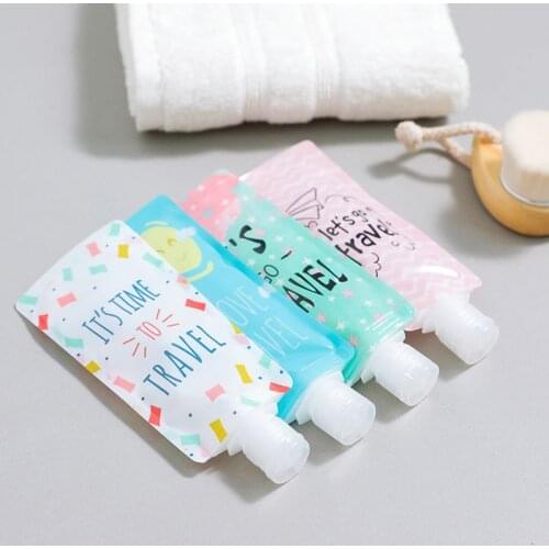 100ml Mini Travel Liquid Dispenser Bag Shampoo Storage Container Candy Color Letters Geometric Pattern Lotion Bottle Squeeze