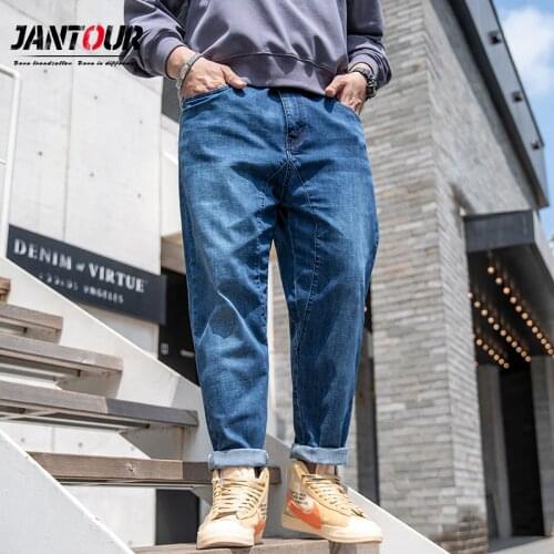 Wide Leg Jeans Autumn Winter Men Clothing Baggy Jeans Men 2020 Elasticity Loose Harem Pants Work Jeans Mens Oversize 28-46 48