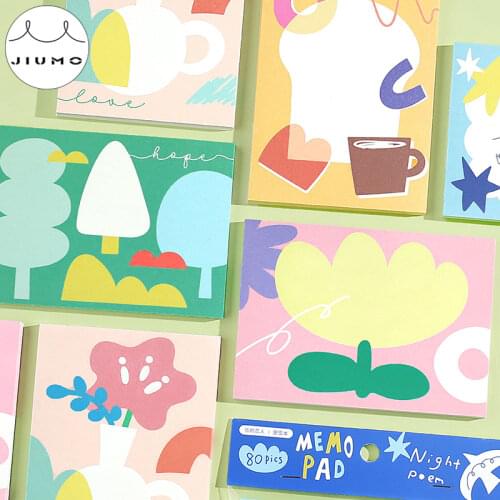 JIUMO 6 Designs Memo Pad All Things Series Stationery Memo Portable Memo Pad School Office Supplies Memo Pad