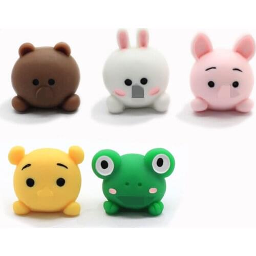 Kawaii Cartoon Animal Head Flatback Resin Cabochons Lovely 3D Animal Frog Bear Rabbit Slime Charms For Hair Bow Center Decor