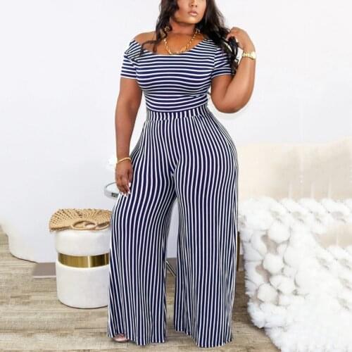 2 Piece Pants Sets Womens Outfits Plus Size 4XL 5XL Large Striped Print Blouse & Long Trousers Loose Fashion Matching Sets 2021