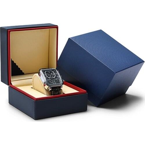 New PU Leather Jewelry Watch Case Square Wristwatch Box Organizer Bracelet Display Packing Gift Boxes with Pillow Cushion
