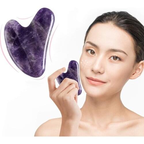 Natural Amethyst Gua Sha Stone Board Massage Guasha Plate Face Massager Scraper Tool For Face Neck Skin Lifting Slimming