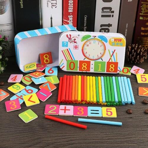 Colorful Bamboo Counting Sticks Clock Toy Mathematics Montessori Teaching Aids Counting Rod Kids Preschool Math Learning Toy