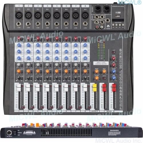 MiCWL 8 Channel Mixing Console Bluetooth Record 3 BAND EQ DSP Effect Professional USB 48V Audio Mixer For Karaoke KTV Party