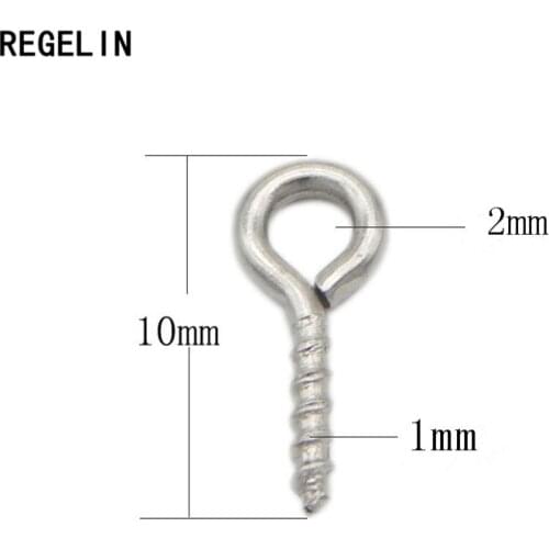 REGELIN Stainless Steel Mini Eye Pins Eyepins Hooks Eyelets Screw Threaded Hooks Pendant Clasps 50ps/lot DIY Jewelry Making