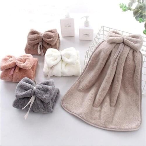 Multifuction coral velvet kitchen towel strong absorption toilet dry hand towel hung-up kitchen handkerchief