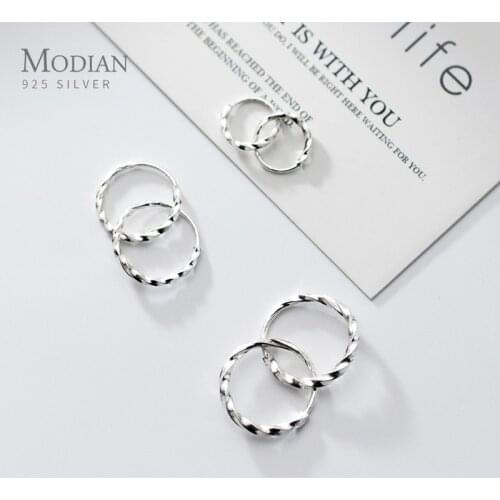 Modian Authentic 100% 925 Sterling Silver Minimalism Twist Hoop Earrings for Women Gift Geometric Earrings Fine Jewelry Brincos