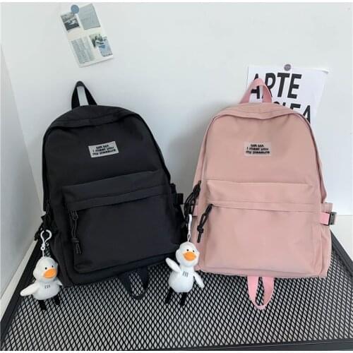 Summer Fashion Womens Backpack Nylon Simple Solid Color School Bag For Girls Trendy Large Waterproof Student School Backpack