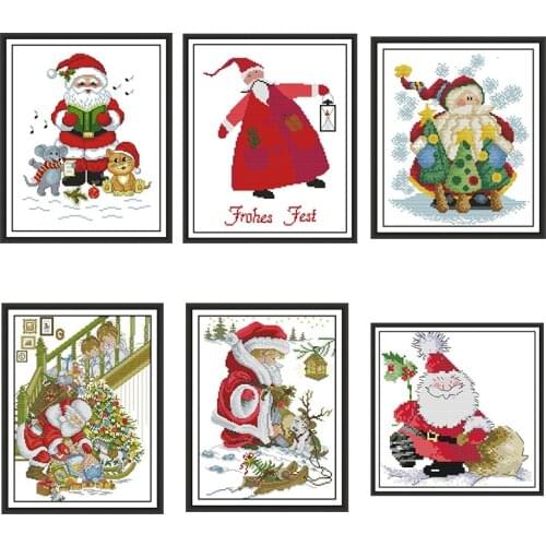 DIY Christmas Gift Cartoon Cute Santa 14CT 11CT Cross Stitch Kit Embroidery Set Home Decoration Painting Christmas Decoration