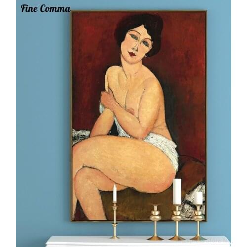 Nu Assis Sur Un Divan La Belle Romaine Modigliani handmade Hand painted Oil Painting Reproduction Print Poster Canvas Wall Art