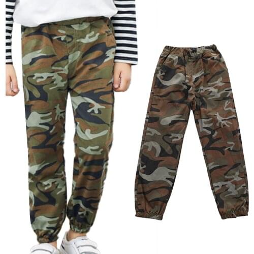Oyolan Boys Camouflage Joggers Casual Pants Elastic Waistband Ankle Banded Camo Loose Pants Kids Cotton Trousers Spring Autumn