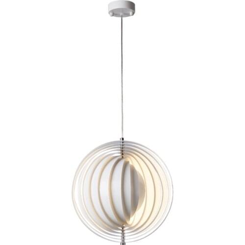 Nordic White Metal Pendant Lights Round Creative Rotatable E27 Suspension Lamp Dining Room Kids Room Bedside Decor Lighting