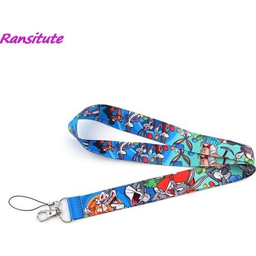 Ransitute R1512 Funny Rabbit Cartoon Creative Lanyard Badge ID Lanyards Mobile Phone Rope Key Lanyard Neck Straps Accessories