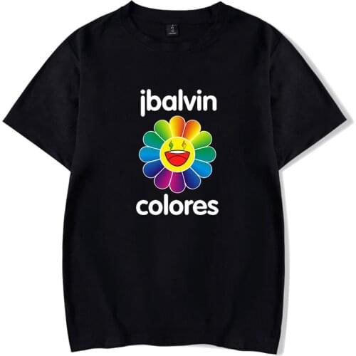 Letter j balvin Colors Black shirt Summer Casual T-shirt Men Women Short Sleeve Tops j balvin T shirt Tees Oversized Clothes