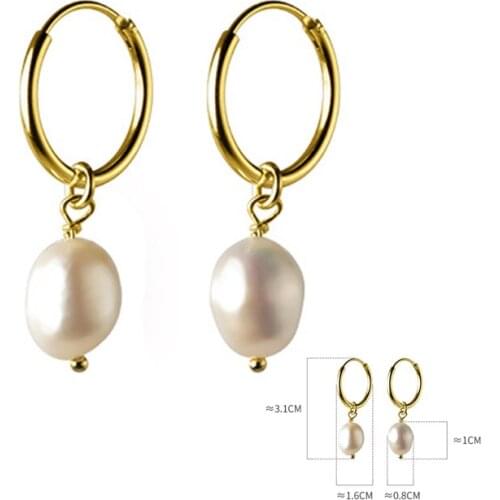 Vintage Baroque Pearl Earring Geometric Irregular Artificial Pearl Ear Hoop Earrings 925 Sterling Silver Charm S925 Silver Gift