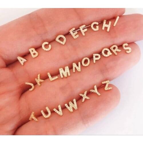 Letter Stud Earrings Zircon Stud Earrings Small Letter Stud Earrings
