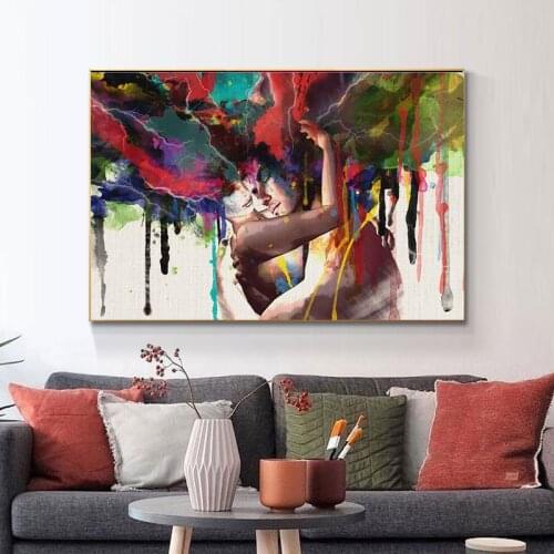 Modern Abstract Art Wall Canvas Paintings Couple of Lover Wall Posters and Prints Wall Art Picture for Living Room No Frame