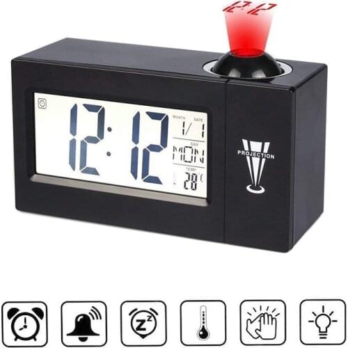 LED Digital Projection Alarm Clock Talking Nixie Electronic Desk Clock With Time Projection Bedside Wake Up Projector Watch