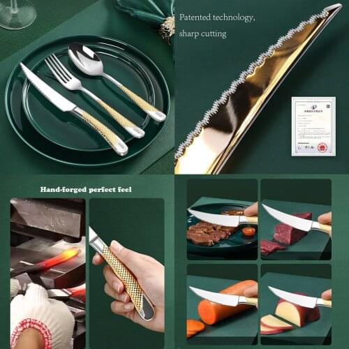 Top German craftsmanship hand-forged 304 high quality stainless steel steak knife fork soup spoon coffee spoon tableware set