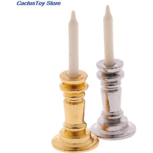 1/12 Doll house Miniature Furniture Metal Candle Holder Candlesticks Model Toys