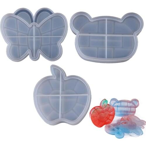 1pcs Crystal Epoxy Resin Mold Apple Butterfly Bear Storage Box Mould Silicone Mold For DIY Jewelry Box Making