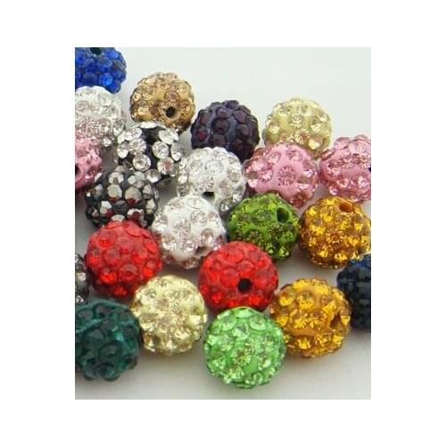 10mm nhry2t 100pcs/lot Hot Mixed multi color Micro Pave CZ Disco Ball Beads crystal Bead Bracelet Neacklace Spacer